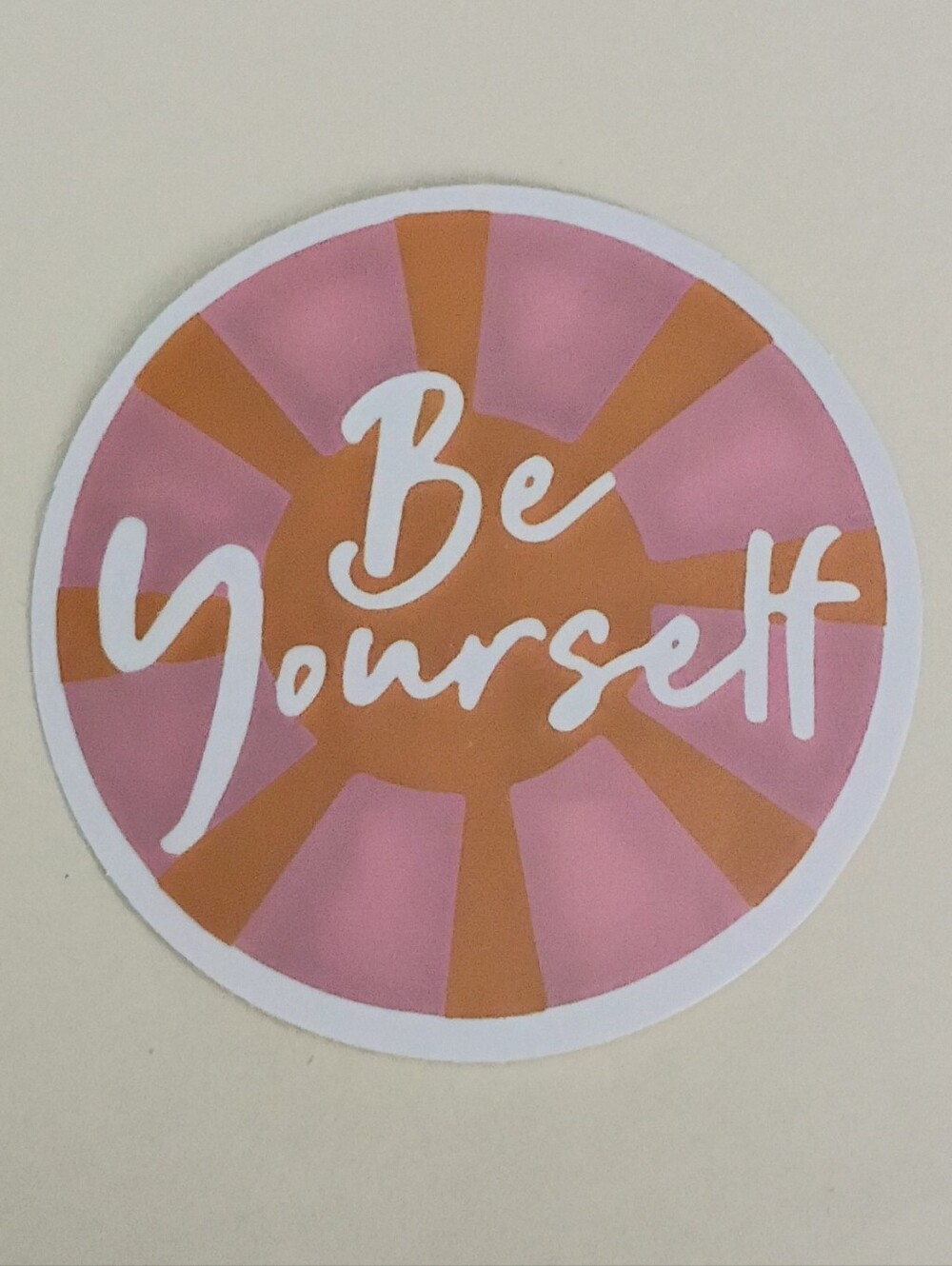 10/$10 Stickers - Pink Circle Orange Sun Inside - Be Yourself